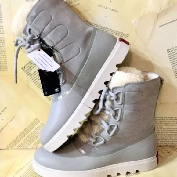 Free People Sorel Joan Of Arctic Next Lite Boot Gray Ivory Shearling - Picture 2 of 9